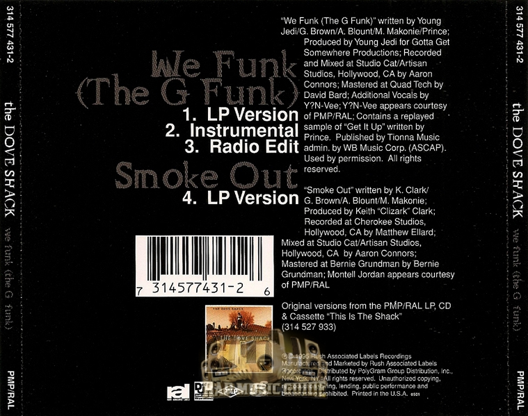 The Dove Shack - We Funk (The G Funk): Single. CD | Rap Music Guide